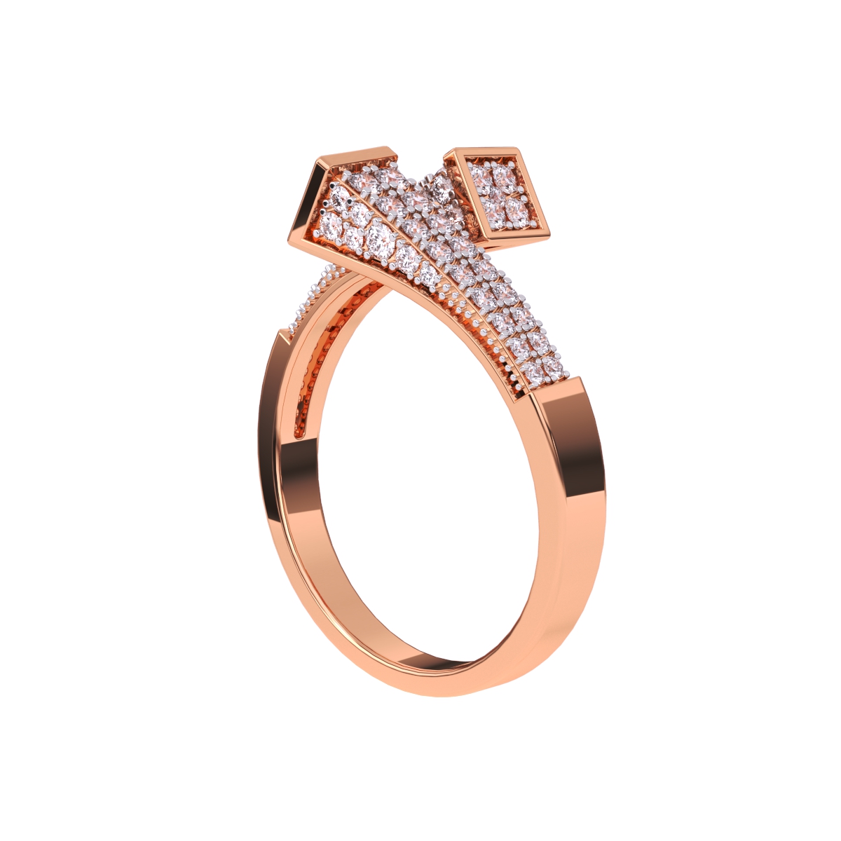 Glamorous Round Cluster Bypass Wedding Band